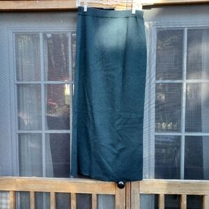 Eileen Fisher Dark Green Wool Knit Straight Skirt